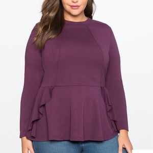 Eloquii Plum Peplum Top NWT